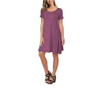 Women's Summer Casual T Shirt Dresses Short Sleeve Swing Dress Pockets XXL